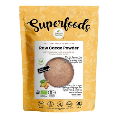 Nature's Superfood Organic Cacao Powder – 100% Pure & Unsweetened | Superfood for Baking, Smoothies & Wellness