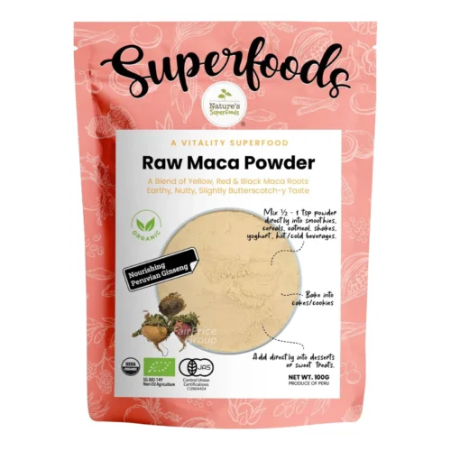 Nature’s Superfood Organic Maca Powder – 100% Pure Peruvian Root 100g | Natural Energy & Hormone Balance Supplement